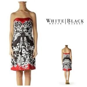 White House Black Market Silk Paisley Strapless Dress Size 4.Mini Dress